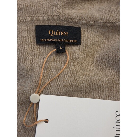 Quince 100% Mongolian Cashmere Full Zip Hoodie Sweater Womens Large NWT Oatmeal - Picture 5 of 13